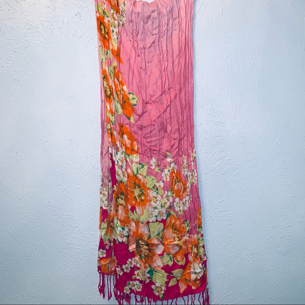 Pink Floral Print ombré Scarf